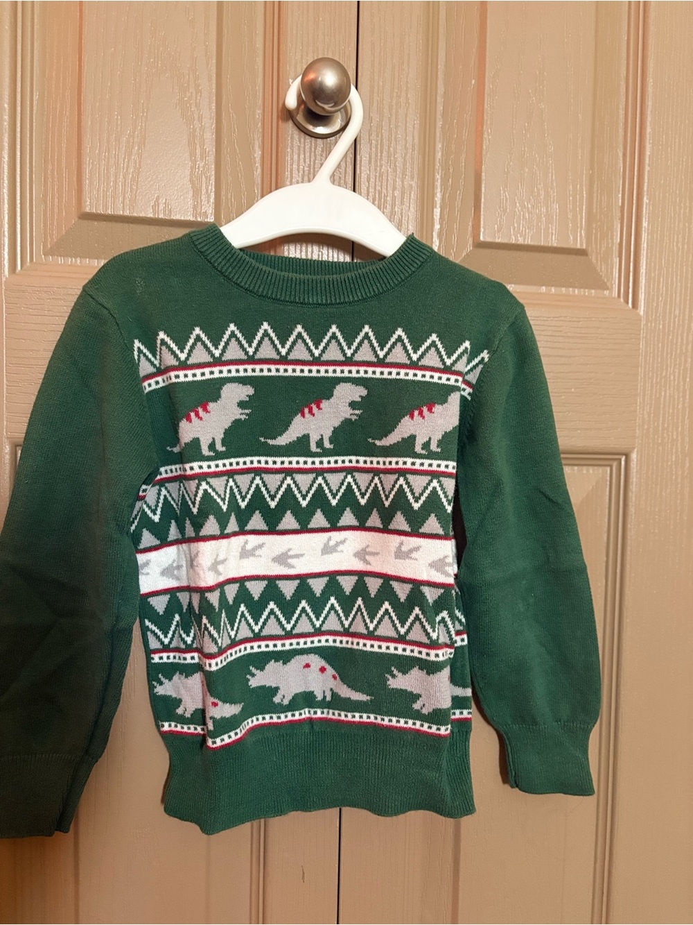 Andy & Evan Green Fair Isle Dinosaur Knit Sweater